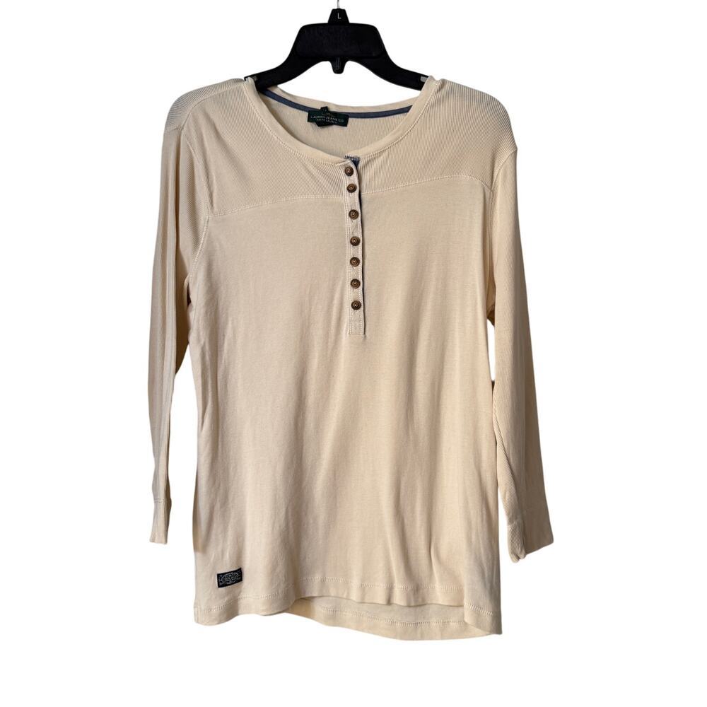 LRL Lauren Jeans Women's Size XL Cream Henley Shirt